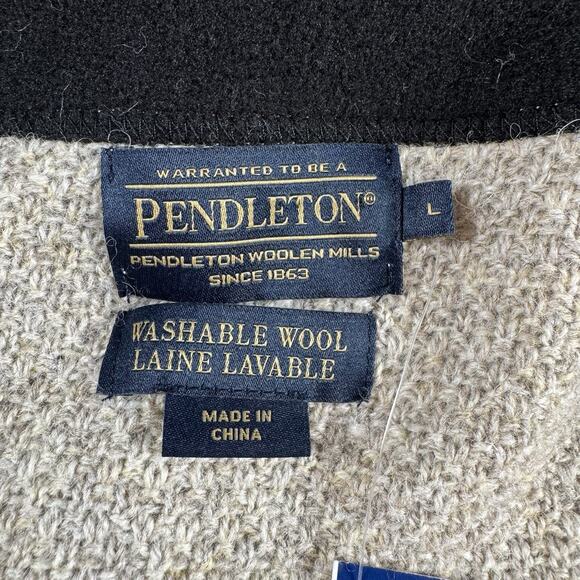 Pendleton Shetland Wool Full Zip Sweater Jacket L Shetland Wool Beige Knit NWT - Picture 7 of 16